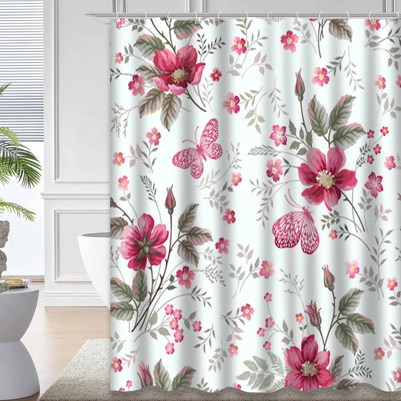 Rideau de douche imperméable à motif floral à motif floral avec 12 crochets, L 72 po x l 84 po