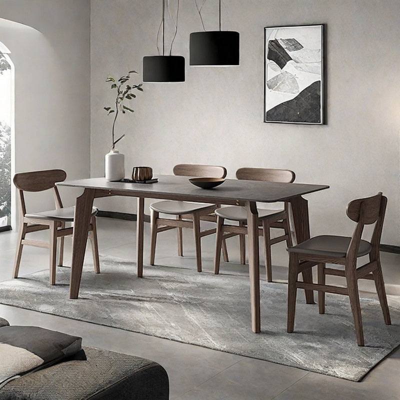 Modern style rectangular rock plate dining table, 29.53"H x 70.87"L x 35.43"W