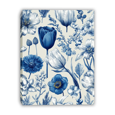 Blue Garden Etching Wrapped Canvas Wall Art