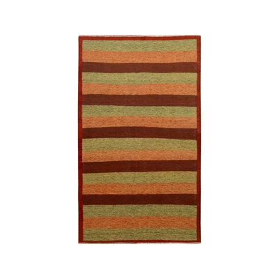 Tapis décoratif en laine de conception unique rouge 4 pi 9 po x 8 pi noué à la main