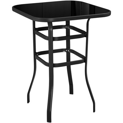 llenia Metal Bar Table with Tempered Glass Tabletop by Red Barrel Studio