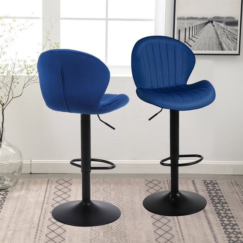 Tabouret de bar Lucah, 2, Bleu marine