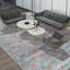 Tapis rectangulaire bleu / blanc à motif oriental-2051392582
