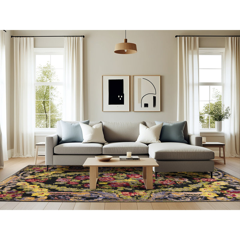 Floral Indoor Rug, Rectangle 6' x 9'