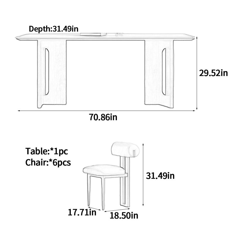 Table de salle à manger Travertine Rock, H 29,52 po x L 70,86 po x l 31,49 po