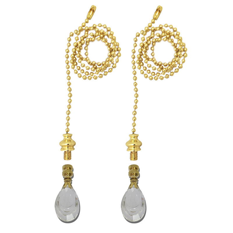 Flat Teardrop-Shaped Crystal Finial Ceiling Fan Pull Chain