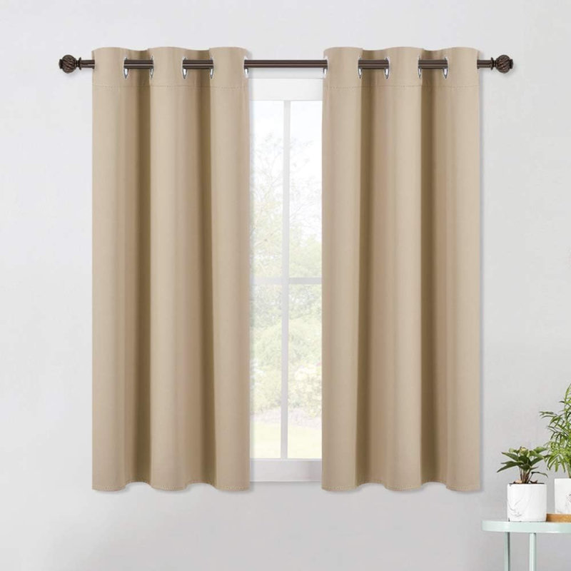 Paire de rideaux occultant en polyester, L 42 po x L 45 po, Beige biscotte