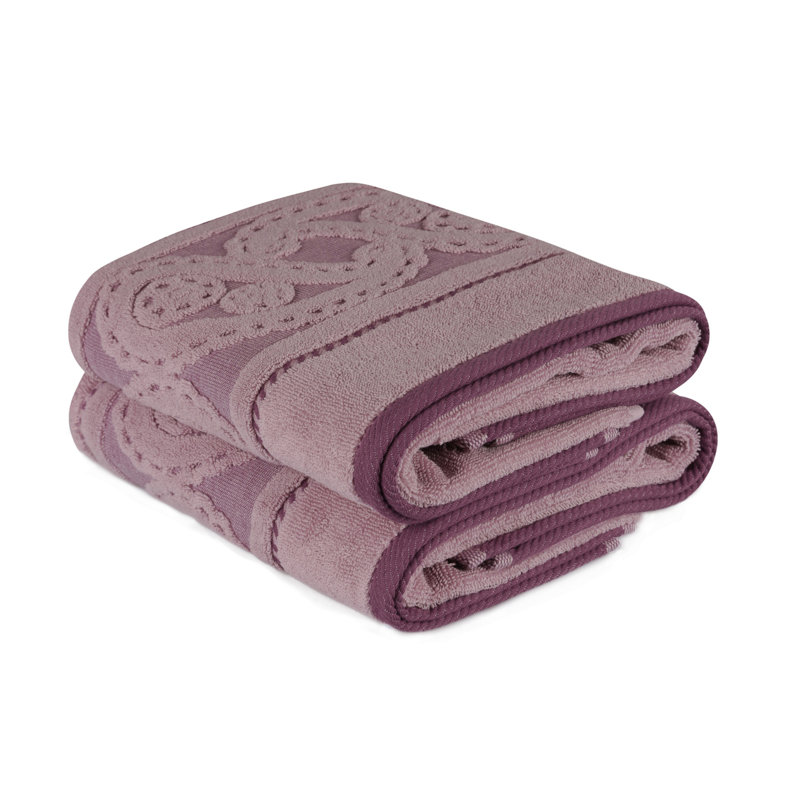 Ensemble de serviettes 100% coton 2 pièces Leshara, Lilas