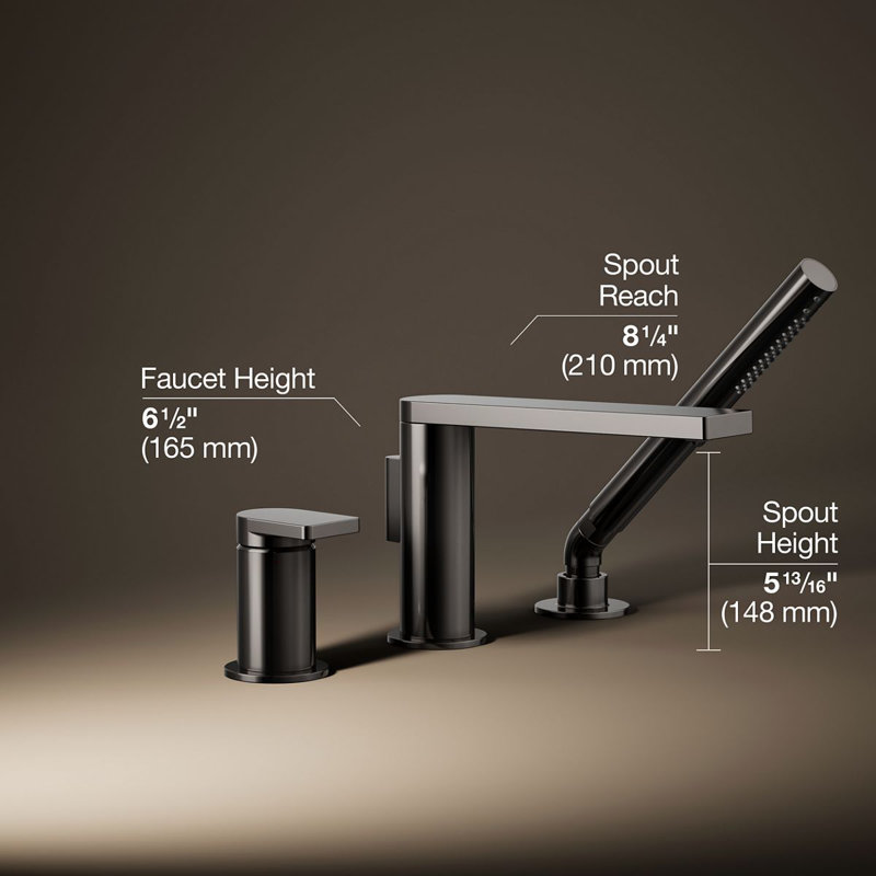 Composed Deck-Mount Bath Faucet With Handshower, Vibrant Titanium