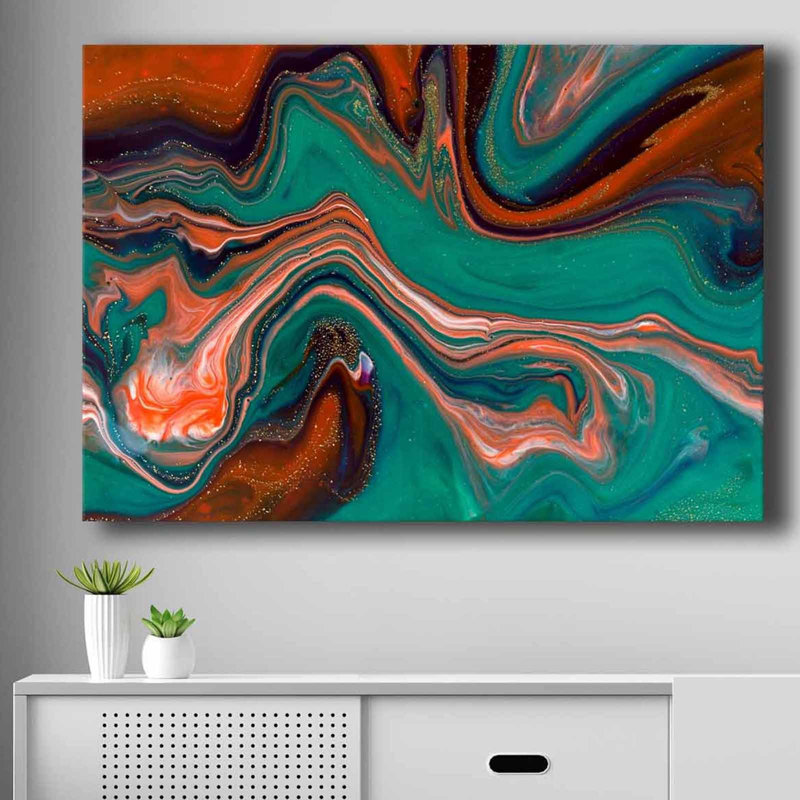 Stunning Decorative Canvas Painting, 27.6 x 39.4 inches | 100% Canvas (Thickness: 0.1 inches) & 100% Pine Wood Frame (Thickness: 0.9 inches) | Vibrant Green, Purple, Orange & White Colors, Perfect for Home Décor & Art Lovers
