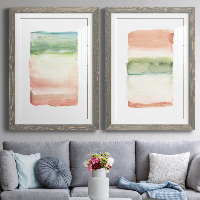 Skye I - ensemble de 2 peintures, Cadre en papier gris, H 31,5 po x l 47 po x P 1,5 po