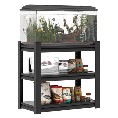 Paraic 34'' W Steel Height -Adjustable Shelving Unit Fish Tank Stand Rack Shelf Heavy Duty Metal Frame Aquarium Stand 20 Gallon