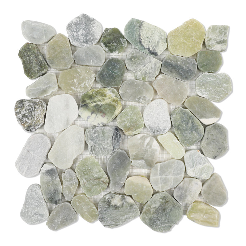 Carreau de mosaïque en pierre naturelle allongée blanche et grise Lovdeco, carton de 5 feuilles