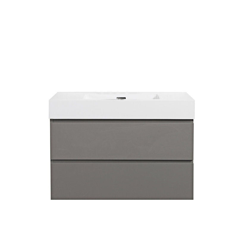 Meuble-lavabo mural simple Rosehill, gris, Blanc