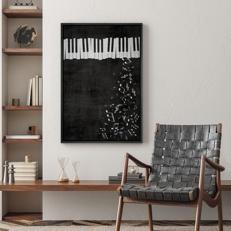 Œuvres musicales contemporaines, piano, touches noires et blanches, Noir, H 36 po x l 24 po