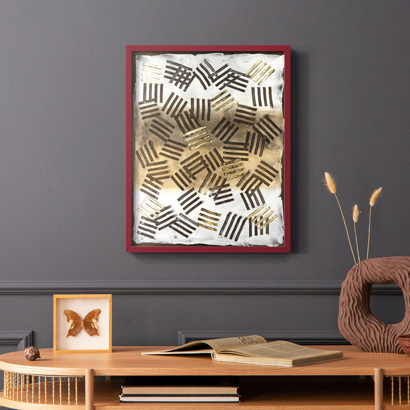 Raffia Palm II, reproduction encadrée - bois massif, Cadre simple rouge, H 10 po x l 8 po