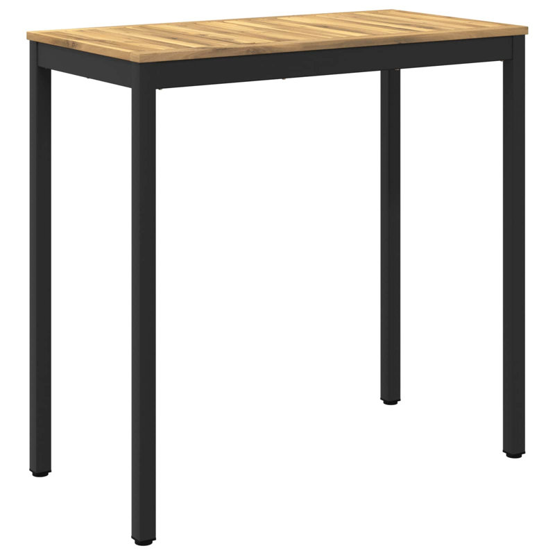 Acacia Metal Base Dining Table, Natural, 105cm H x 108.5cm W x 55cm D, Black