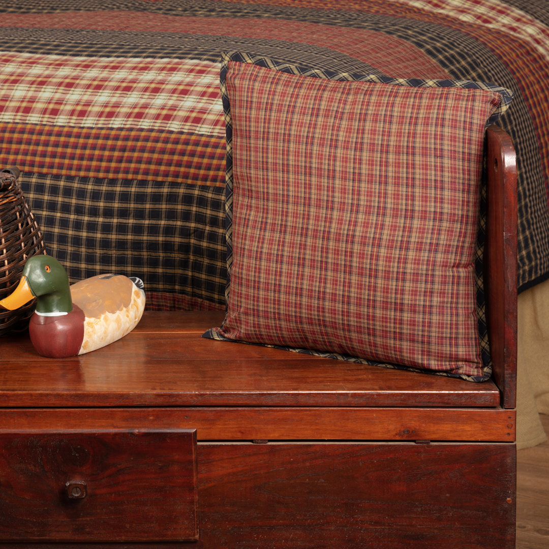 Beckham Plaid Cotton Reversible Throw Pillow VHC Brands