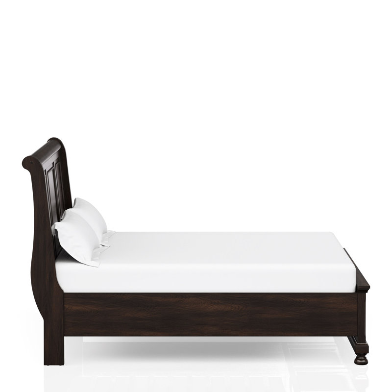 Queen Storage Bed In Dark Cherry, Two Drawers, & Stable Size Cherry Bed, Transitional, Solid Construction