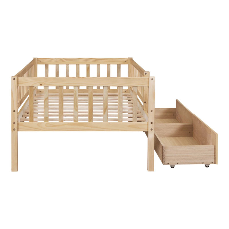 Twin Size Daybed Wood Bed With Two Drawers, Natural