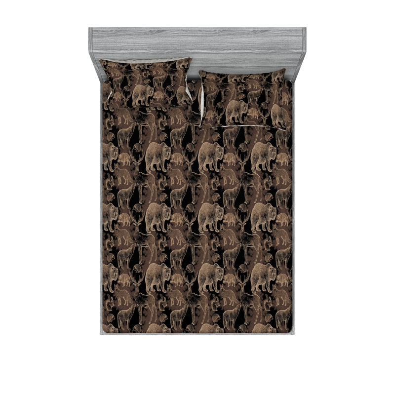 Drap-housse et taie décorative Ambesonne, Ensemble de draps pour lit double avec 2 taies d'o