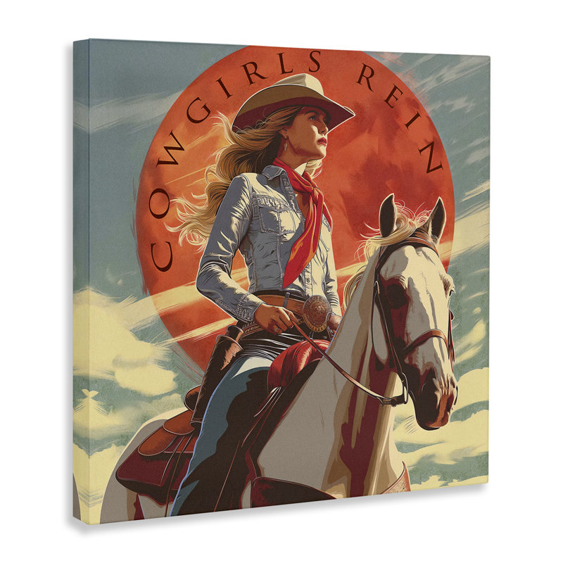 «Cowgirls Rein», art mural sur toile par Steve Hunziker, H 30 po x l 30 po