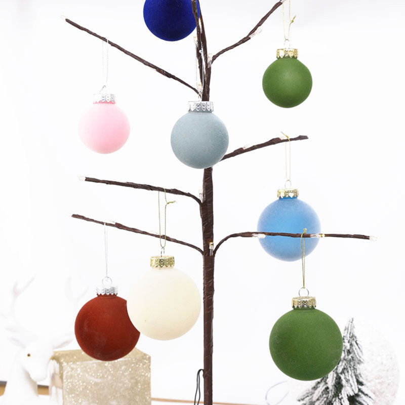 Multicolore 2,36 po, boule de Noël en flocage, boîte-cadeau boule de décoration de Noël, 12 pièces