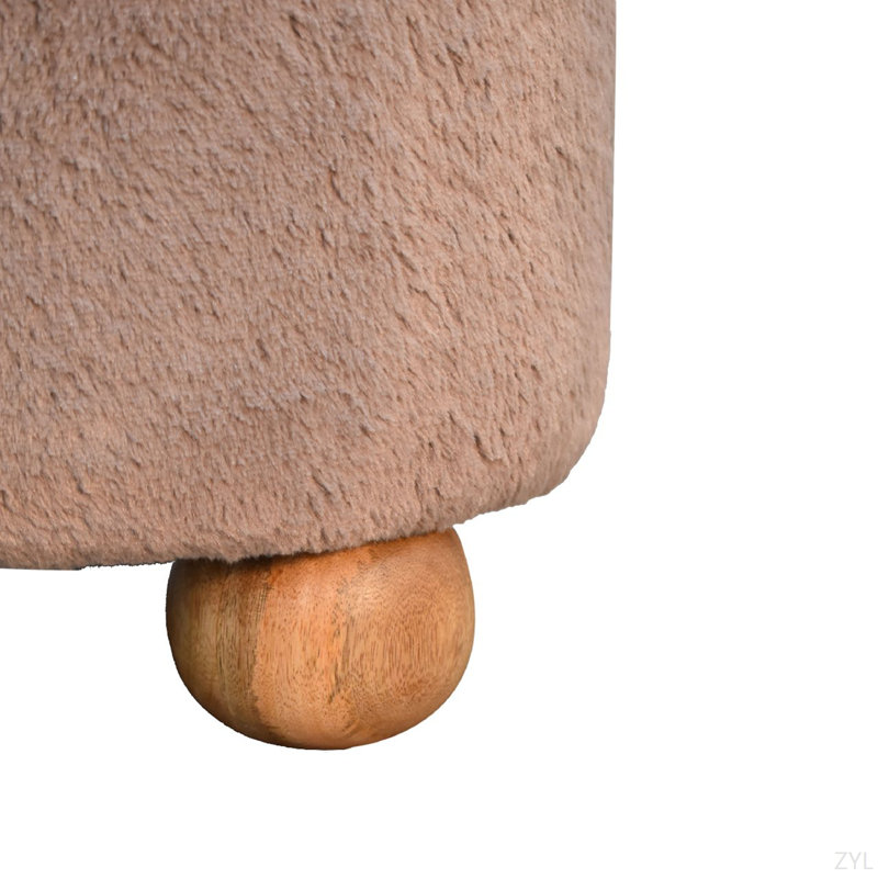 Repose-pieds rond en fausse fourrure Mocha