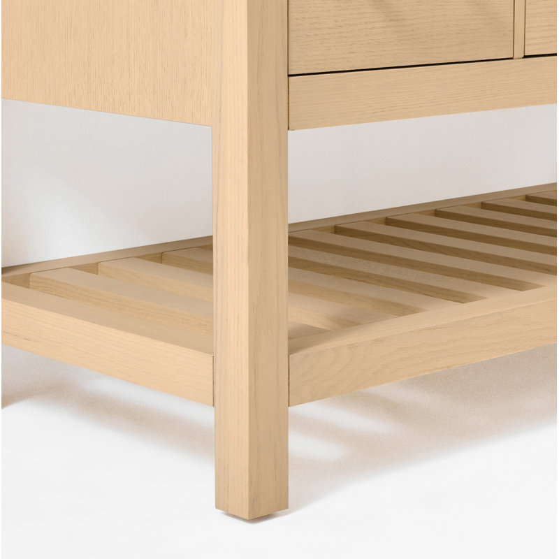 Elizabeth 48'' W Single Vanity, Oak/Rose Gold, Pure White Quartz