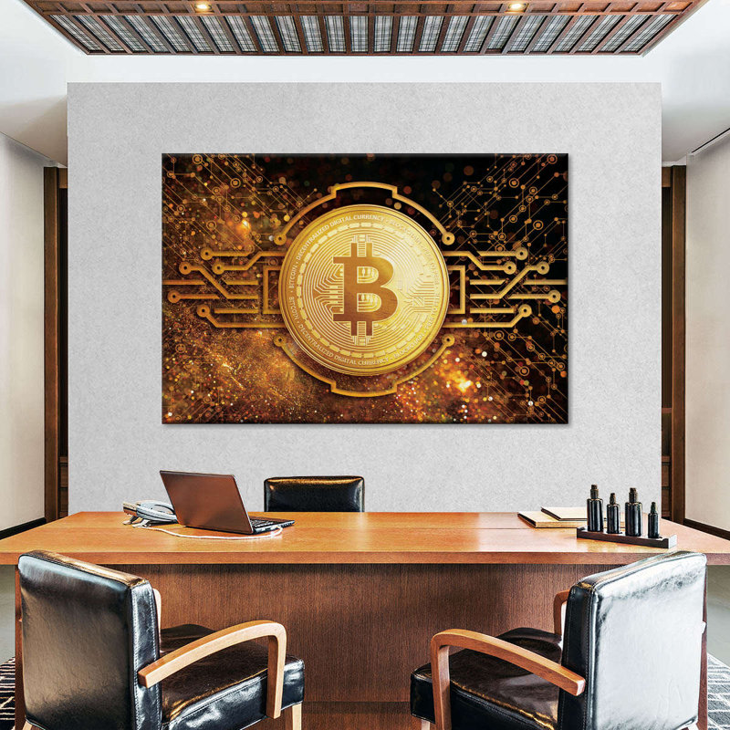 " Bitcoin Logo XV " by HustleBroIllustrations, 32" H x 48" W x 1.25" D