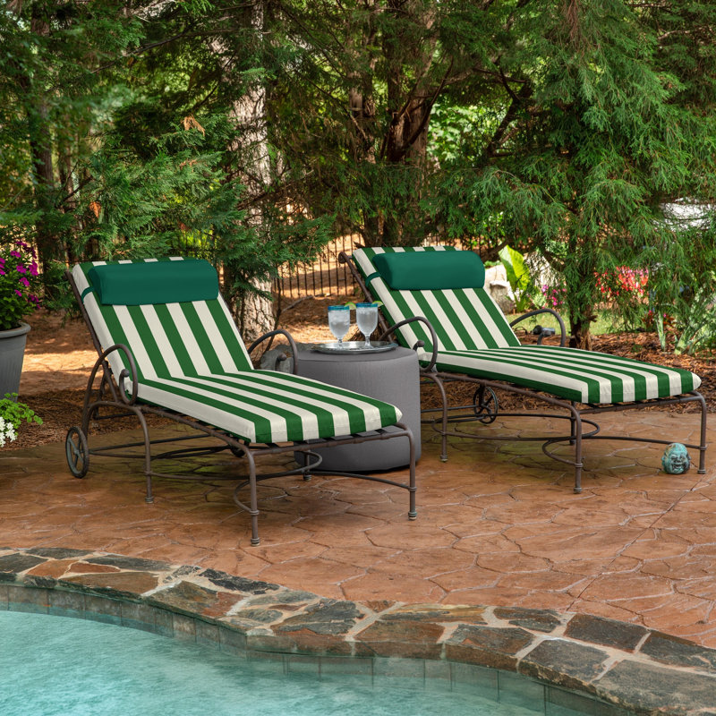 Casual Cushion Outdoor Chaise Headrest Pillow, Sunbrella Fade & Water Resistant for Chaise Loungers & Pool Recliners, 19"W x 8.5"L, 3.25" thick, Removable Cover, Canvas Forest Green