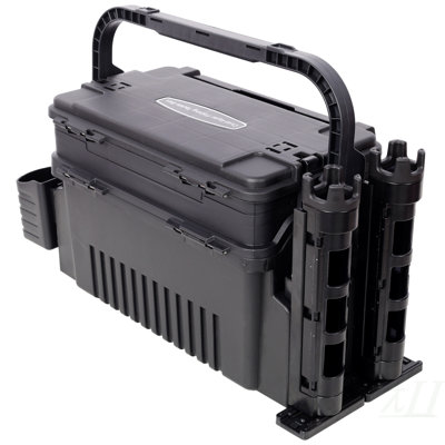 Dual-layer Fishing Tackle Box,Tackle Box Organizer Fishing Box Large,With 2pcs Rod Holder,2pcs Cup Holder,1pc Carring Strap,Black
