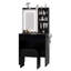 Bureau de maquillage avec miroir DEL et lumières - 5 tiroirs, tablettes ouvertes, station de charge (2 prises et 2 ports USB), armoires RVB, tabouret rembourré - noir