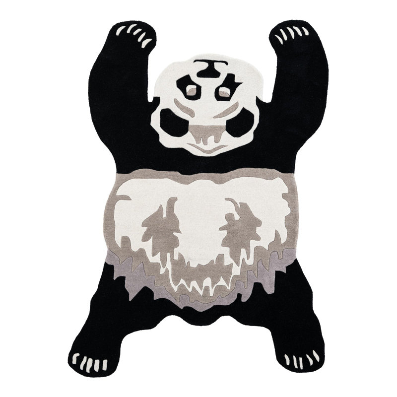 Tapis en laine Unique Loom Panda Playtime, Nouveauté 5 pi 1 po x 7 pi 1 po