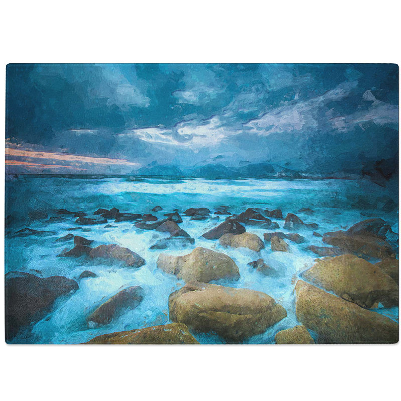Tempered Glass Stormy Evening in Wales Chopping Board, 39 cm W x 28.5 cm L
