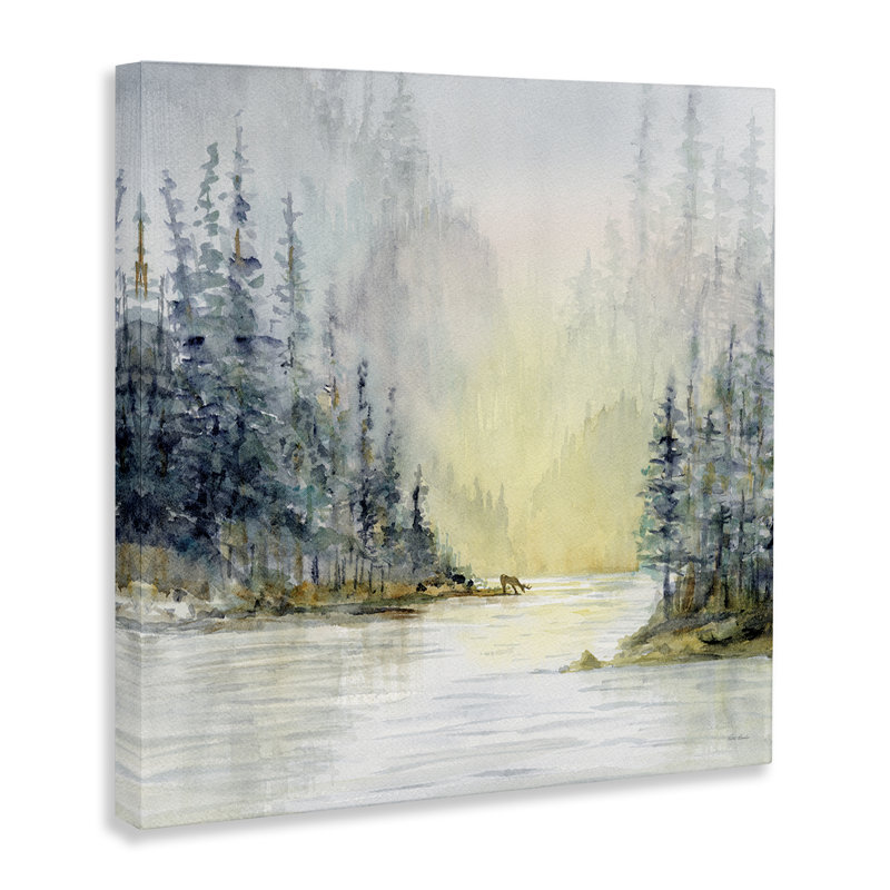 "Woodland Lake Scene", art mural par Patti Bishop, H 36 po x l 36 po