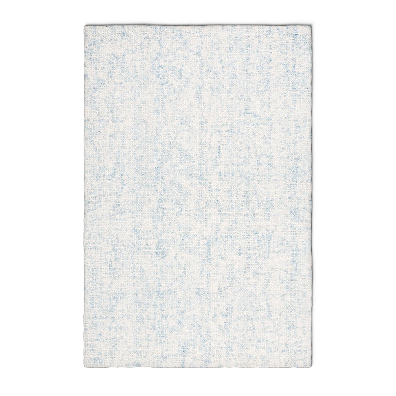 Fredi Abstract Hand Tufted Wool/Cotton Area Rug in Light Blue/Ivory, Rectangle 6' x 9'