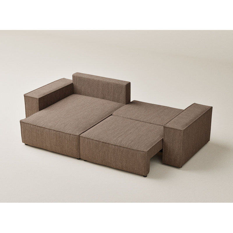 Upholstered Corner Sofa, Brown, Left Hand Facing