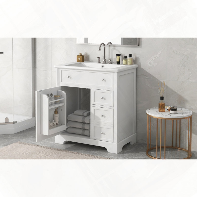 Meuble-lavabo de salle de bain avec porte de lavabo et deux tiroirs
