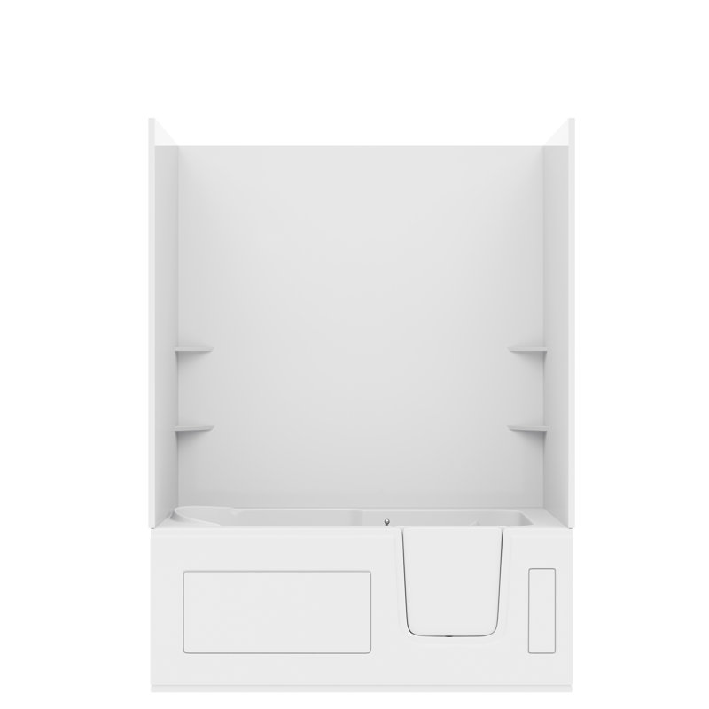 Tub'n Wall Series 30" x 60" Right Side Drain Soaker Bathtub in White with Matching Smooth Shower Wall Kit, Right