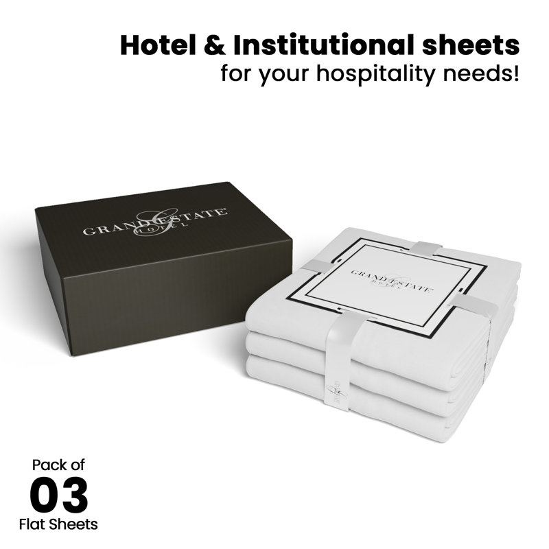 Ensemble de draps 3 pièces Hotel, Drap plat de taille double TG