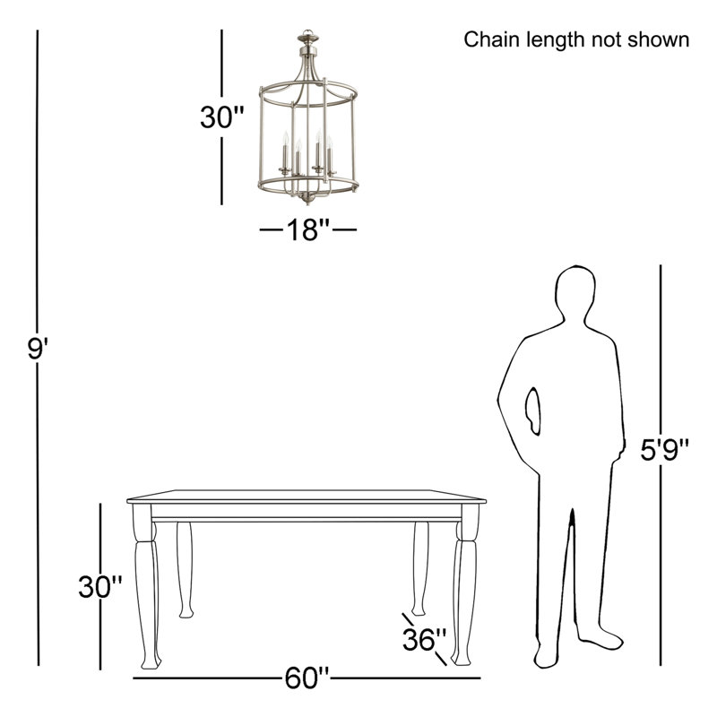 Herman 4 - Light Lantern Drum Chandelier, Satin Nickel