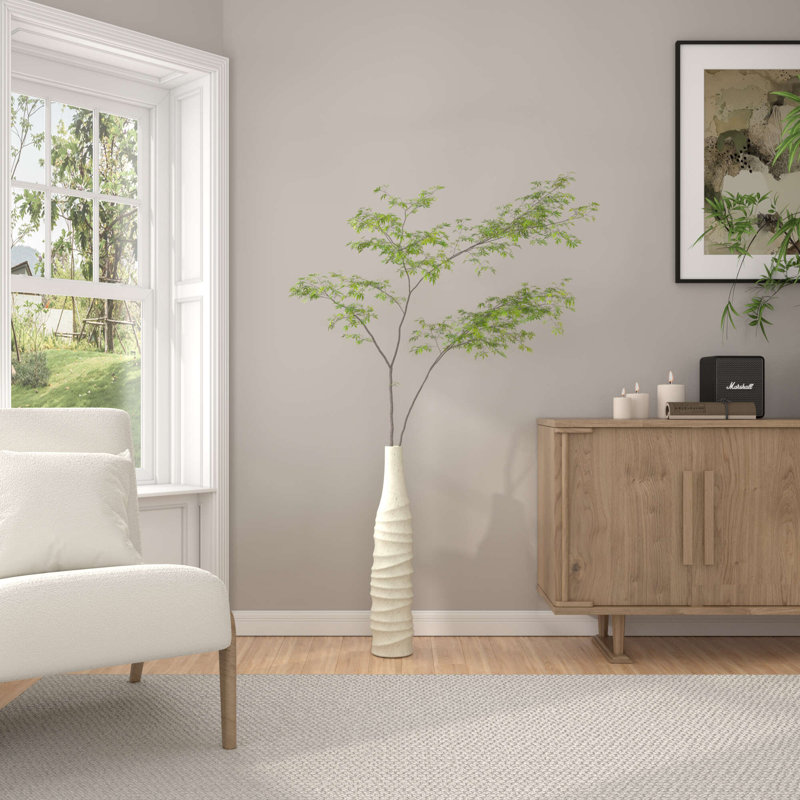 Vase de plancher Aaris, H 24 po x l 5 po x P 5 po, Crème, crème