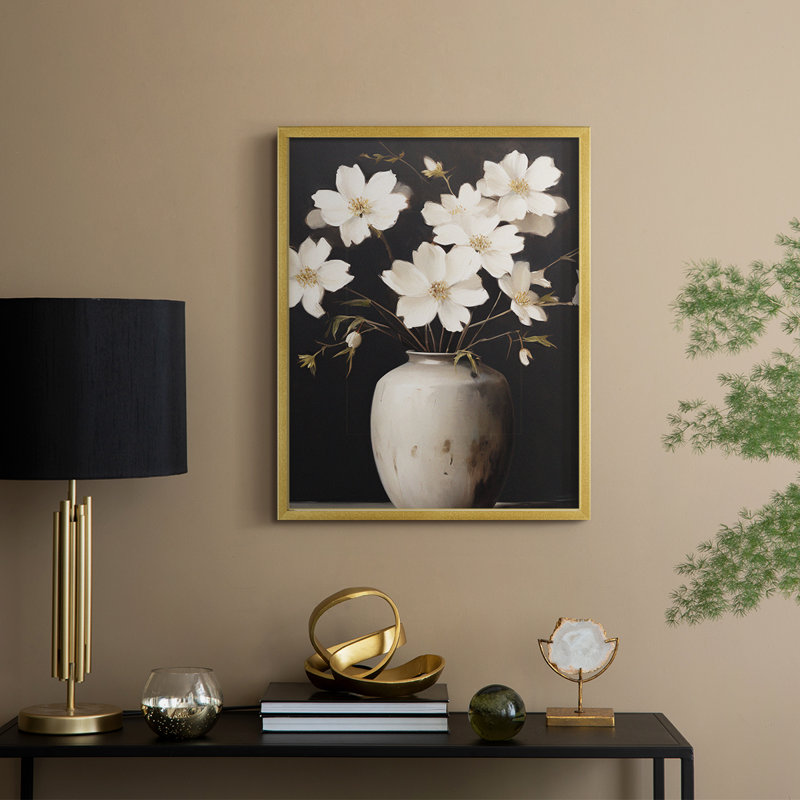 Vintage Floral Print XXVIII Framed Print - Solid Wood, 11" H x 9" W, Gold