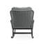 Chaise berçante contemporaine grise avec coussins d'assise confortables et structure en fer pour patio