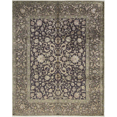 Tapis brun et crème noué à la main de haute qualité