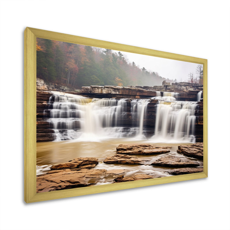 Alabama Water Cascades Beauty I - impression, H 30 po x l 40 po x P 1,5 po, Encadrement doré