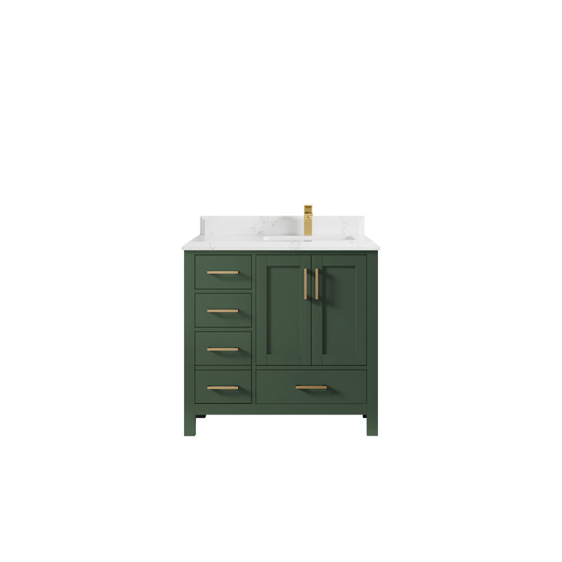 Ensemble de meuble-lavabo simple 36 po Malibu, Empira blanc quartz