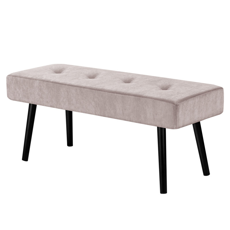 39.4" Corduroy Upholstered Bench, Pink