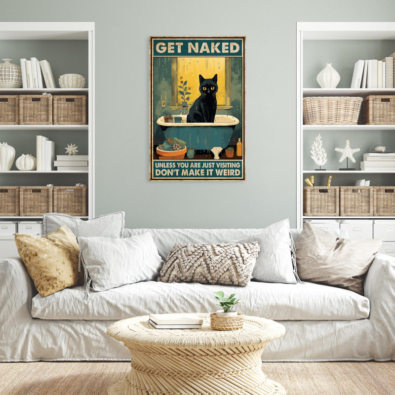 Chat noir dans la baignoire se faire nu 1, H 20 po x l 16 po x P 1,25 po